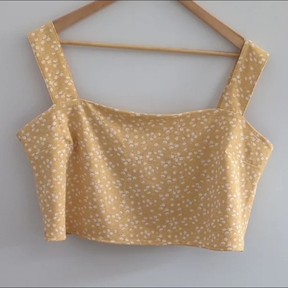 ABERCROMBIE  & FITCH | Yellow Floral Thick Adjustable Strap Tank Top